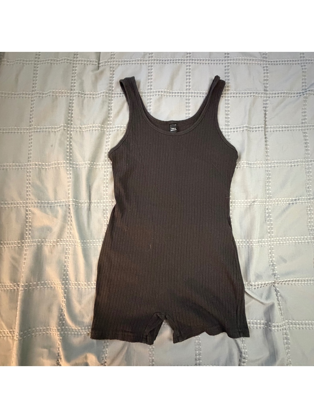 SHEIN Black Ribbed Sleeveless Petite Medium Romper / Bodycon